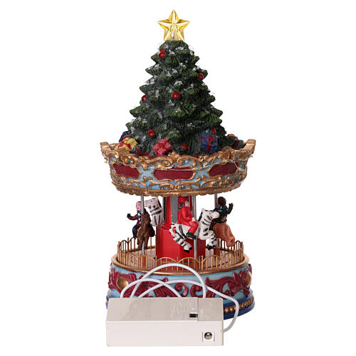 Sapin de Noël avec carrousel et lumières de Noël 25x10 cm 6