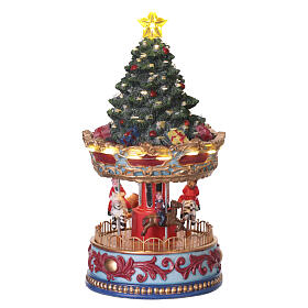 Albero di natale con giostra e luci di natale 25x10 cm