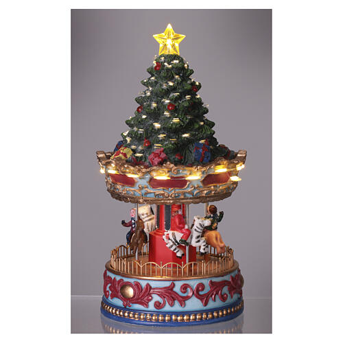 Albero di natale con giostra e luci di natale 25x10 cm 3