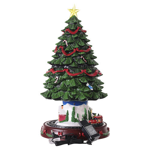 Christmas tree with 2 moving scenes, 18x10 in 8