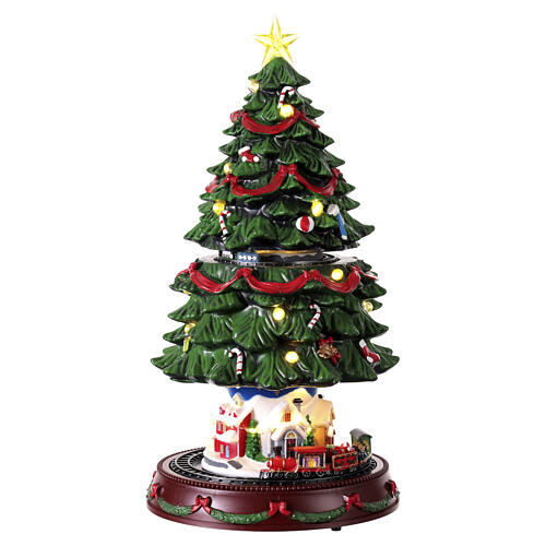 Árbol de Navidad con 2 escenas en movimiento 45x25 cm 3