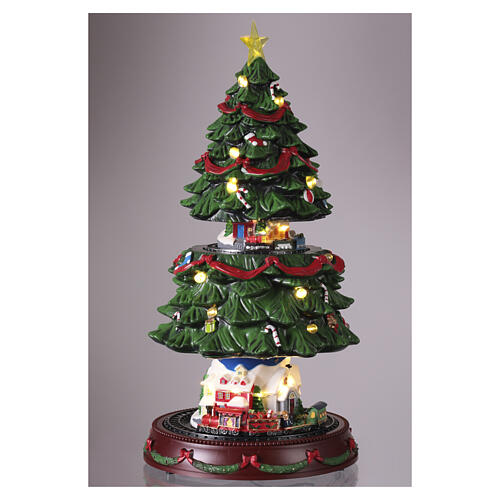 Árbol de Navidad con 2 escenas en movimiento 45x25 cm 5