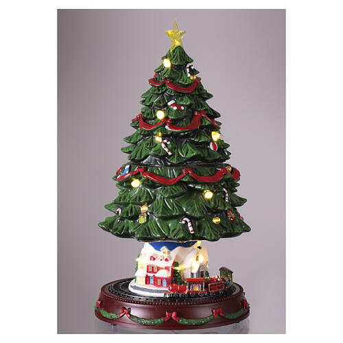 Sapin de Noël avec 2 scènes animées 45x25 cm 6