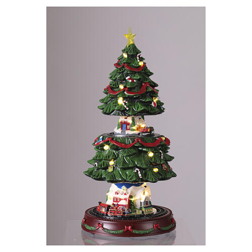 Albero di Natale con 2 scene in movimento 45x25 cm 2