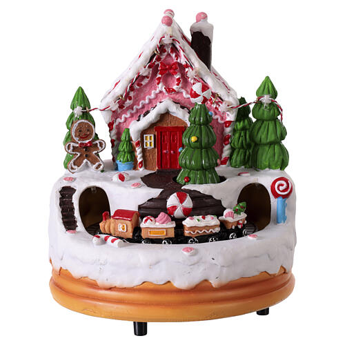 Cenário natalino vila de gengibre com comboio e luzes 20x15 cm 5