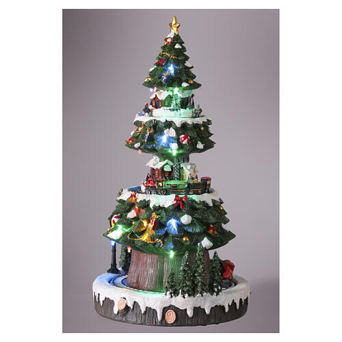 Weihnachtsbaum mit drei bewegten Szenen, mit Licht- und Musikfunktion – 45 × 20 × 20 cm 3