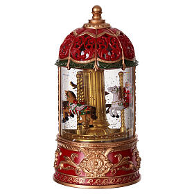 Musical carousel, dome with horses, 4x4x8 in