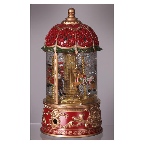 Musical carousel, dome with horses, 4x4x8 in 4