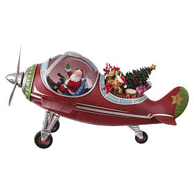 Weihnachtsszene „Weihnachtsmann im Flugzeug mit Geschenken“ – 25 × 45 × 35 cm
