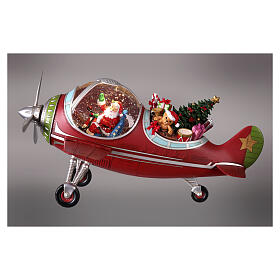 Weihnachtsszene „Weihnachtsmann im Flugzeug mit Geschenken“ – 25 × 45 × 35 cm