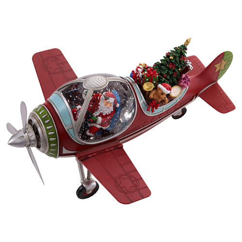 Babbo natale in aereo con doni 25x45x35 cm 3
