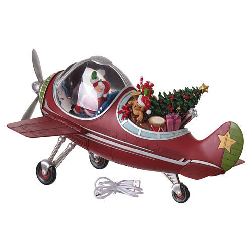 Babbo natale in aereo con doni 25x45x35 cm 12