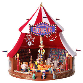 Music box: circus tent with characters, 12x10 in