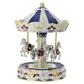 Giostra natalizia carillon blu dettagli argento 25cm Bagutta