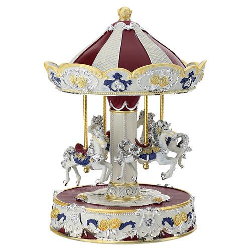 Carillon giostra con cavalli tema rossa 25cm Bagutta 3