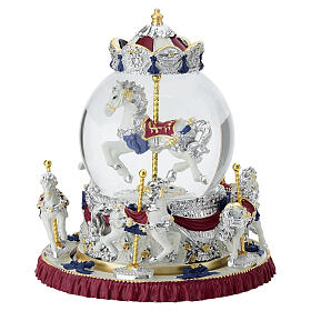 Snow globe carousel horses with music and movement by Bagutta, 8 in
