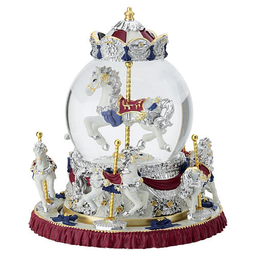 Boule à neige carrousel chevaux avec musique et mouvement 20 cm Bagutta 1