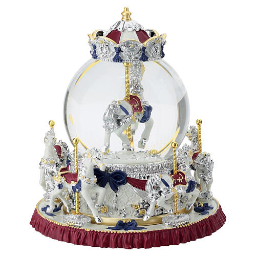 Globo de neve carrossel cavalos com música e movimento 20 cm Bagutta 5