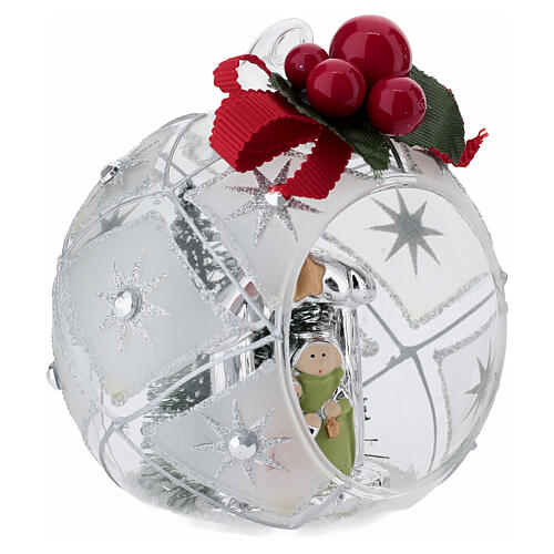 Silver Christmas sphere with Nativity by Bagutta, 3.15 in 3