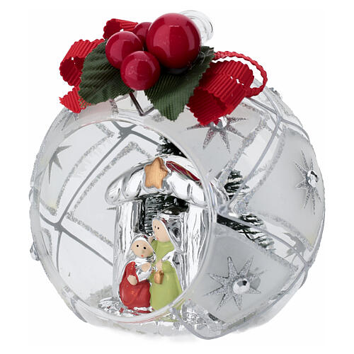 Christmas Ball with Nativity 80mm D Silver Bagutta 2