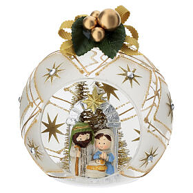 Gold Nativity hanging Christmas ball, 4 in, Bagutta