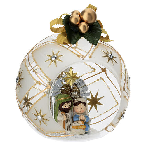 Gold Nativity hanging Christmas ball, 4 in, Bagutta 3
