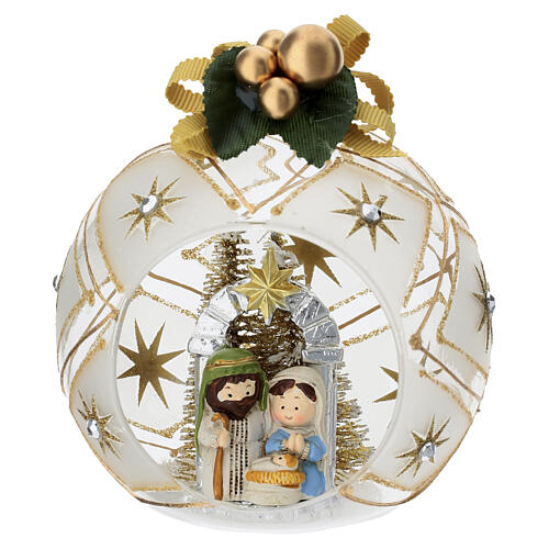 Esfera de Navidad para colgar Natividad oro 10cm Bagutta 1