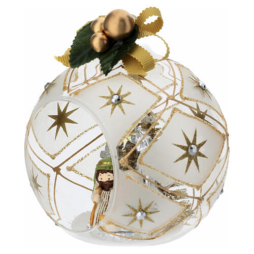 Esfera de Navidad para colgar Natividad oro 10cm Bagutta 4