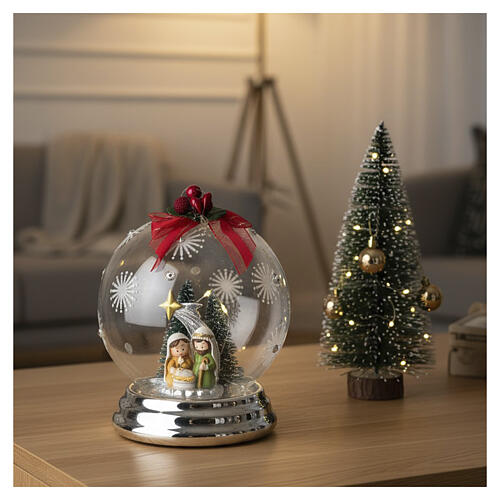 Christmas sphere, Nativity with silver snowflakes by Bagutta, 5 in 2