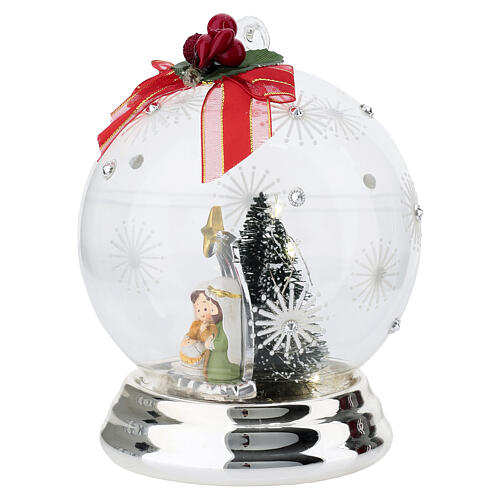 Sphère de Noël diam. 12 cm Nativité avec flocons en argent Bagutta 4