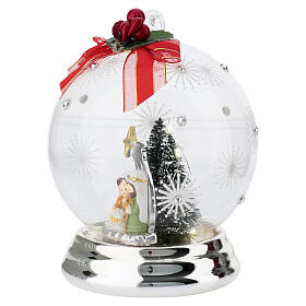 Sfera natalizia d12 Natività con fiocchi in argento Bagutta