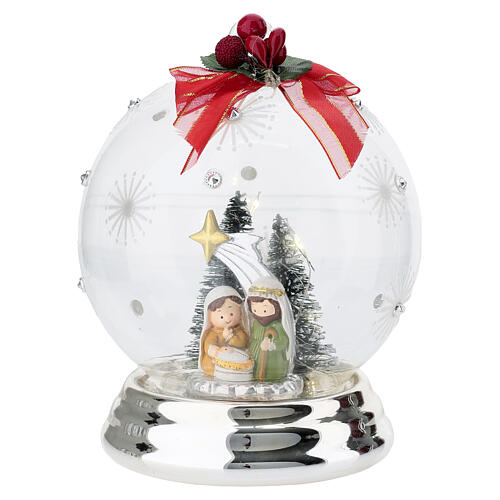 Nativity Christmas Globe d12 with Silver Bows by Bagutta 1