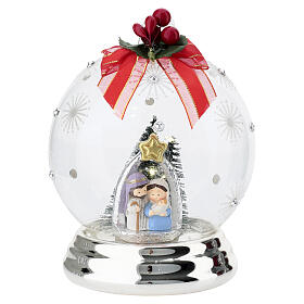 Globe with Nativity silver rays, 12cm Bagutta