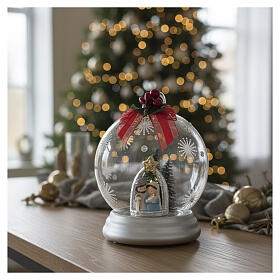 Globe with Nativity silver rays, 12cm Bagutta