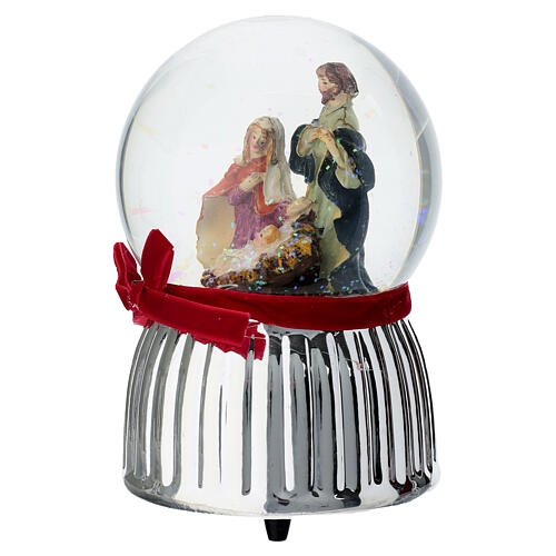 Christmas music box sphere with Nativity Scene by Bagutta, 4 in 3