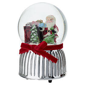 Santa Claus with gifts, Christmas music glass globe by Bagutta, 4 in