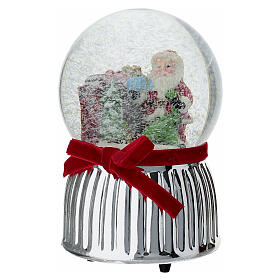 Santa Claus with gifts, Christmas music glass globe by Bagutta, 4 in