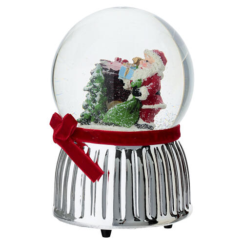 Papá Noel con regalos esfera navideña con música 10cm Bagutta 3