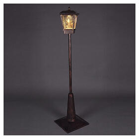 Illuminated lamppost with Father Christmas and reindeer, warm light, glitter effect, 70x15x15 in, indoor