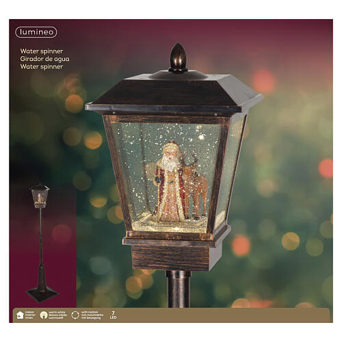 Lampione luminoso Babbo Natale e renna luce calda glitter 180x40x40 cm interni 6