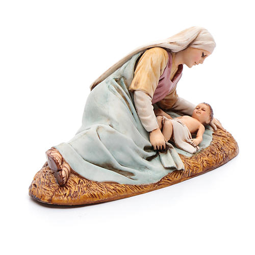 Laying Mary with baby Jesus 13cm, Moranduzzo Nativity Scene  2