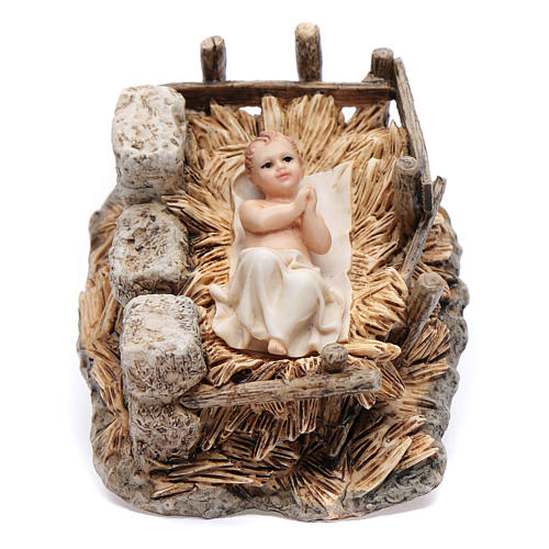 Gesù bambino con culla resina 15 cm Moranduzzo 1