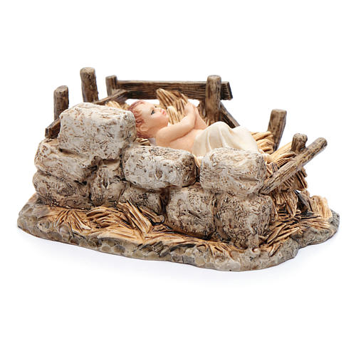 Baby Jesus in the manger 15 cm, Moranduzzo Nativity Scene 3