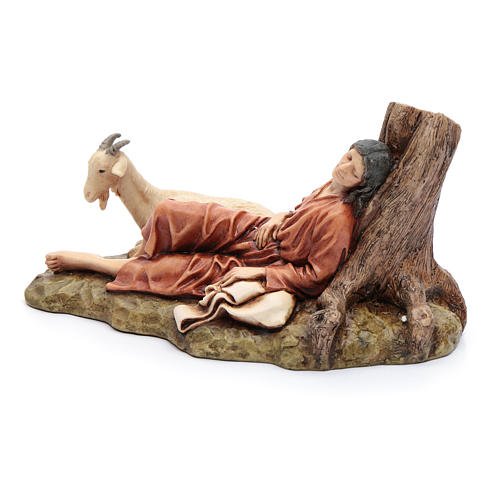 Hombre dormido con cabra 15cm resina Moranduzzo 3