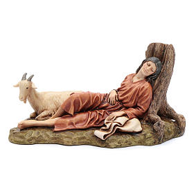 Pastor adormecido com cabra 15 cm resina Moranduzzo