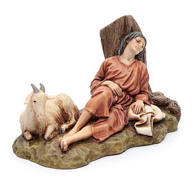 Pastor adormecido com cabra 15 cm resina Moranduzzo