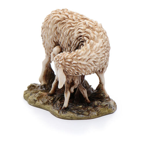 Ovelha e cordeiro 6 cm resina para Presépio Moranduzzo com figuras de altura média 15 cm 2