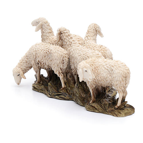 Gregge 6 pecore 15 cm resina Moranduzzo 4