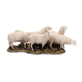 Rebanho 6 ovelhas 20x10x8,5 cm resina para Presépio Moranduzzo com figuras de altura média 15 cm