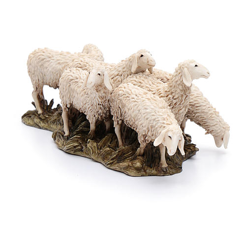 Rebanho 6 ovelhas 20x10x8,5 cm resina para Presépio Moranduzzo com figuras de altura média 15 cm 2